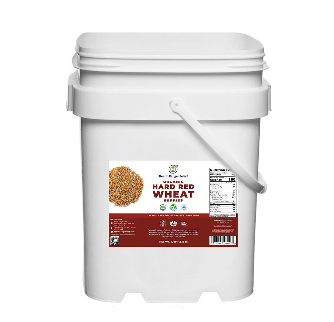 Mega Bucket Organic Hard Red Wheat Berries 10LB (4535g) – Health Ranger  Store