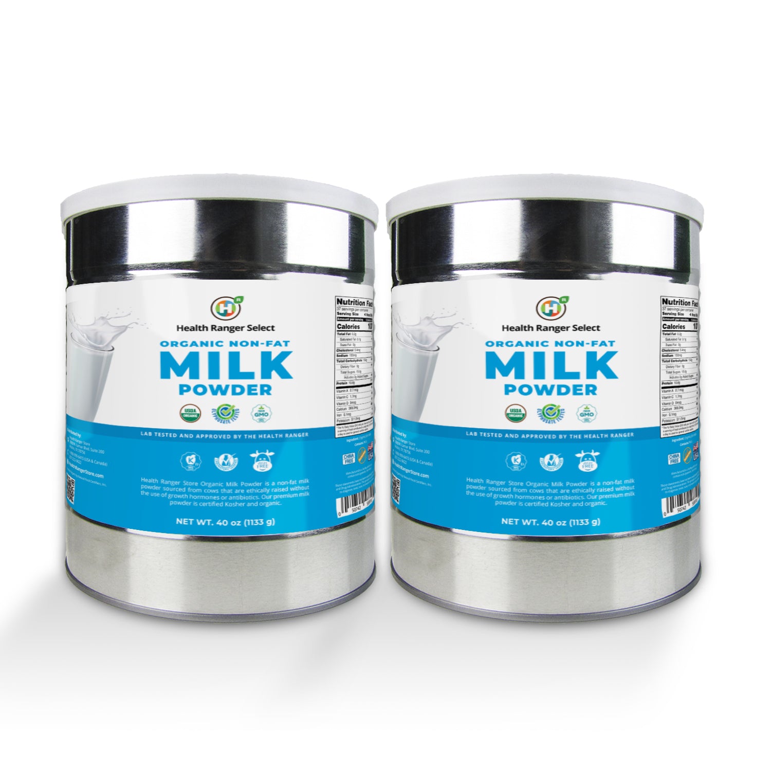 Organic Non-Fat Milk Powder (40 oz, 1133g) #10 Can (2-Pack)