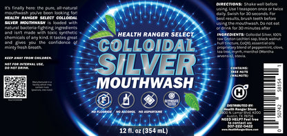 Colloidal Silver Mouthwash (Alcohol Free) 12oz (354ml)