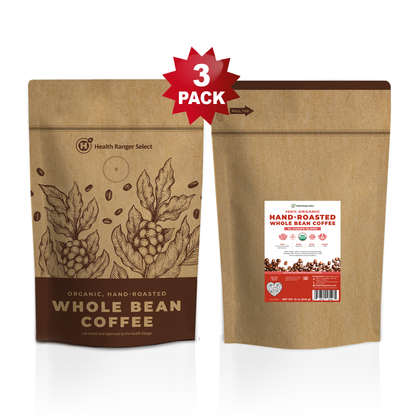 100% Organic Hand-Roasted Whole Bean Coffee (El Guapo Blend) 12oz, 340g (3-Pack)