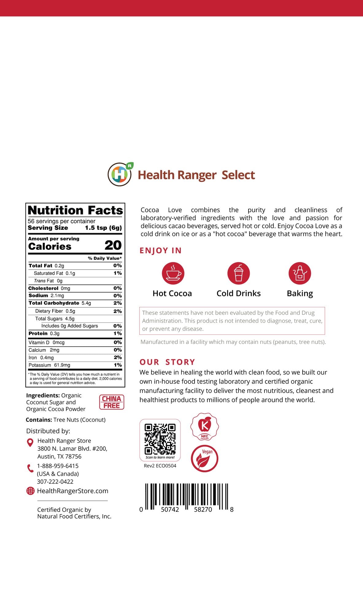 Health Ranger Select Organic Cocoa Love 12oz (6-Pack)