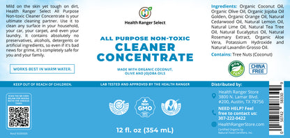 All Purpose Non-Toxic Cleaner Concentrate 12oz (354ml) (6-Pack) (Made with Organic Coconut, Olive and Jojoba Oils)