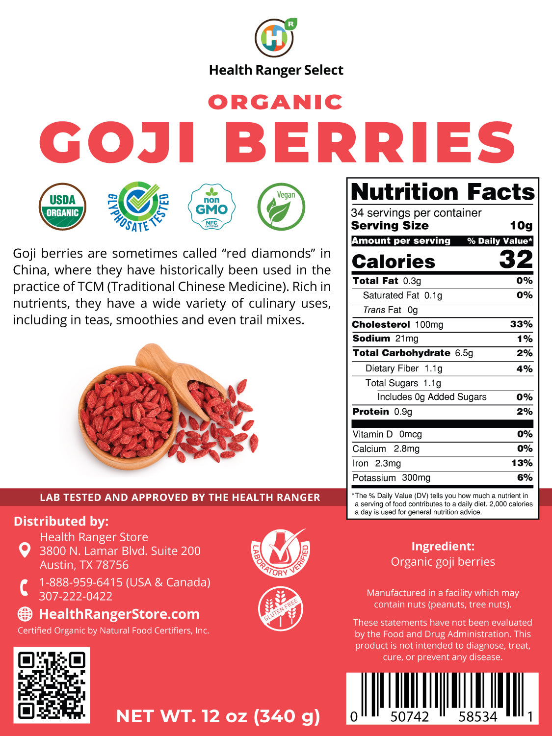 Organic Goji Berries 12 oz (340g) (6-Pack)