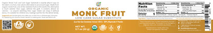 Organic Monk Fruit Extract Powder - Low Carb Sugar Substitute 0.7oz (20g)