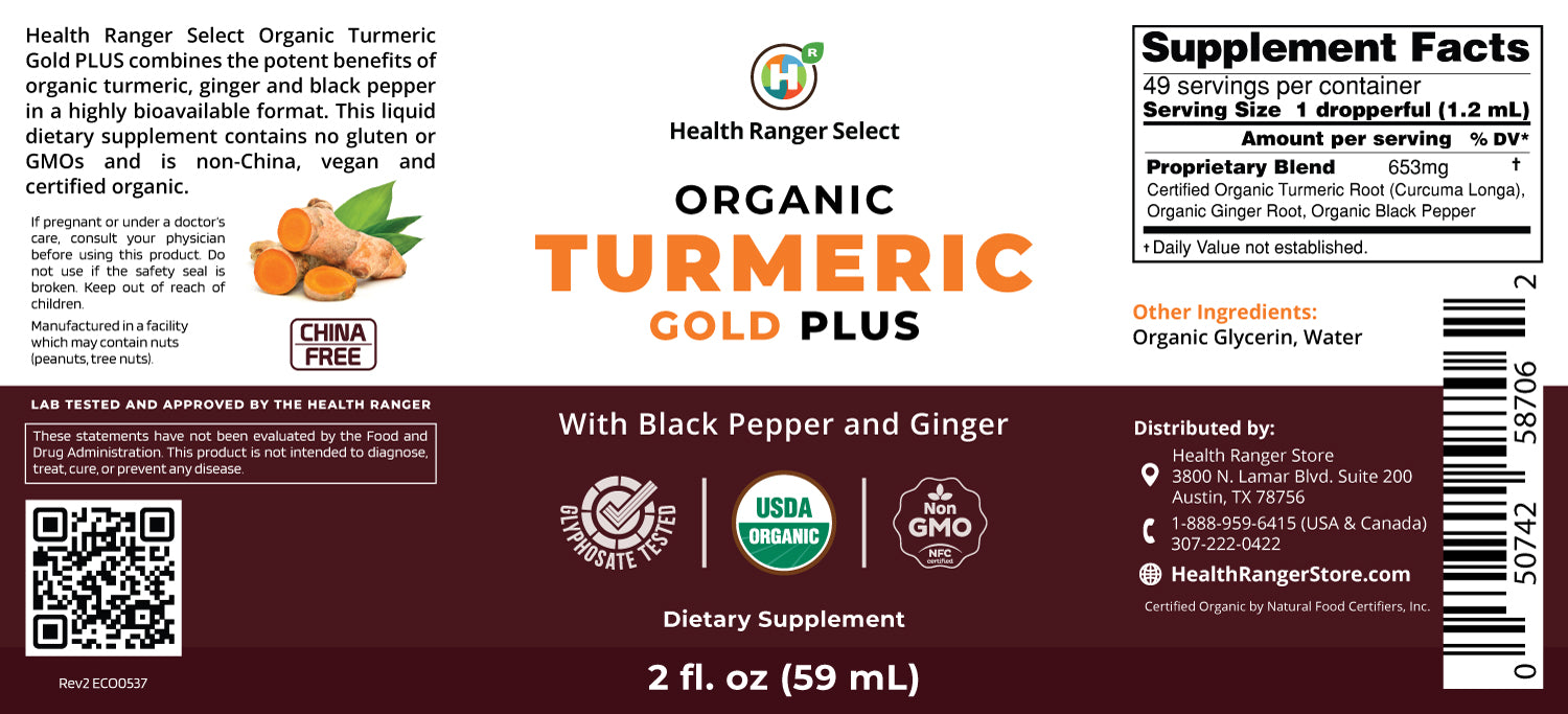 Organic Turmeric Gold Plus with Black Pepper and Ginger 2 fl. oz (59 mL