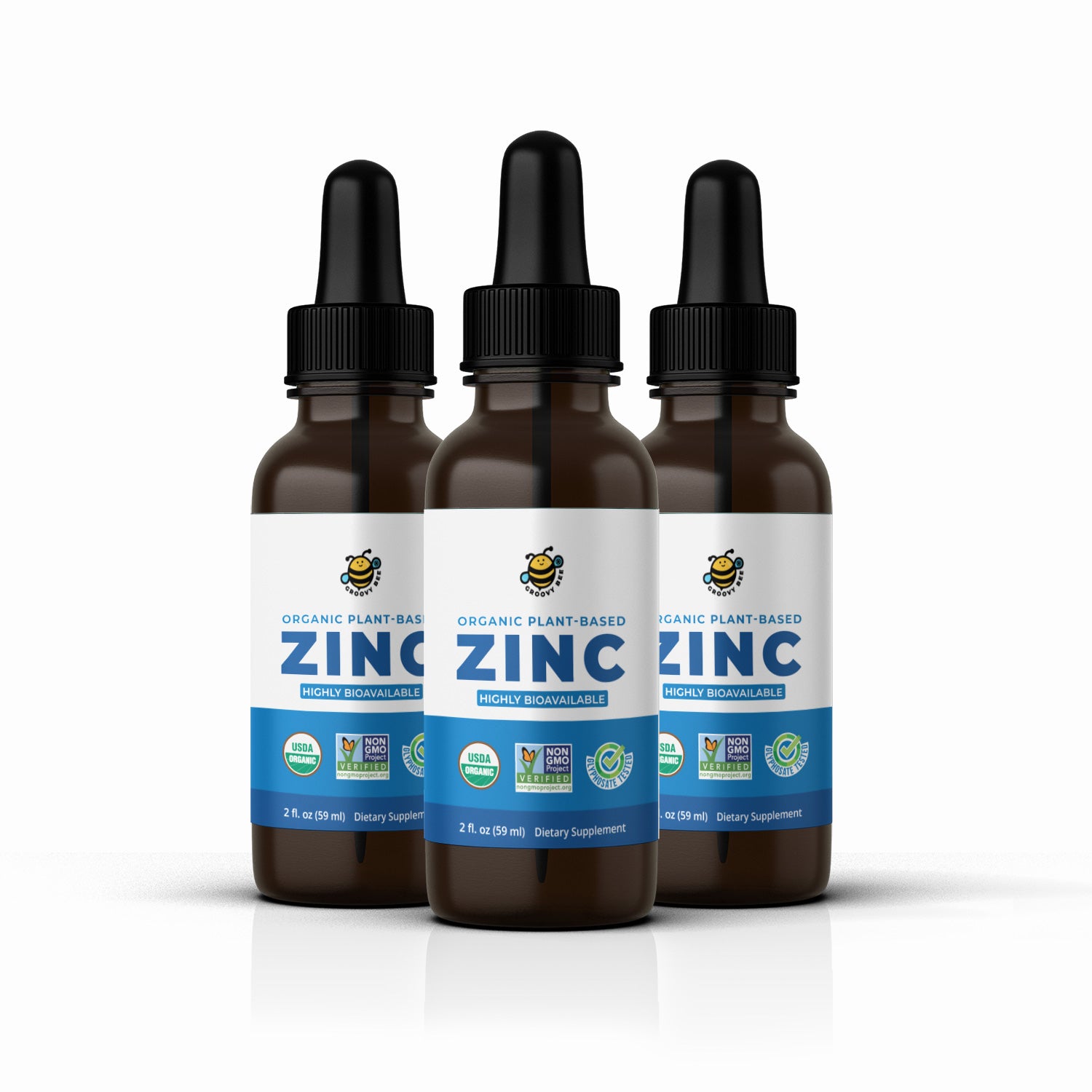 Organic Plant-Based Zinc 2 fl oz (59 ml) (3-Pack)
