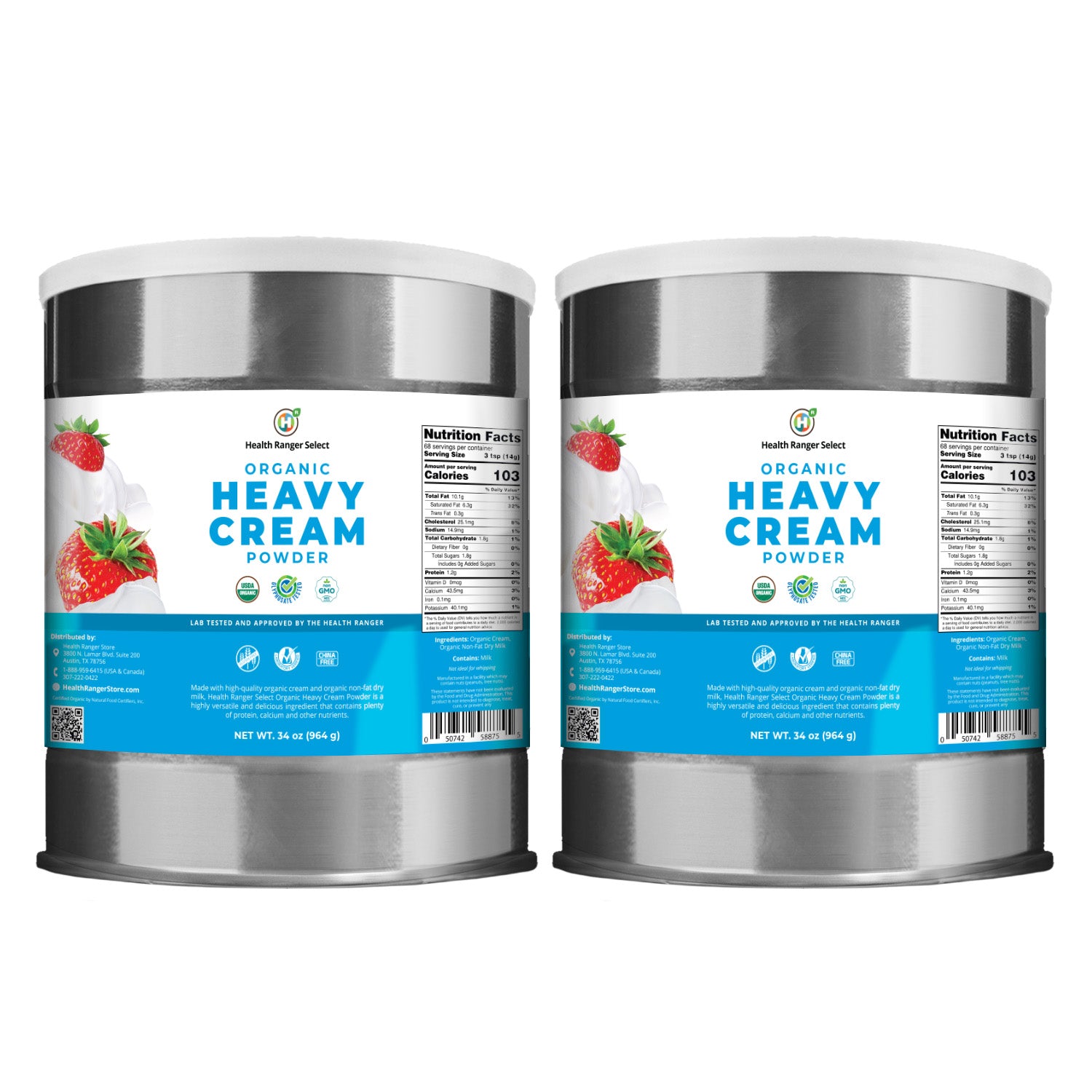 Organic Heavy Cream Powder (34oz, 