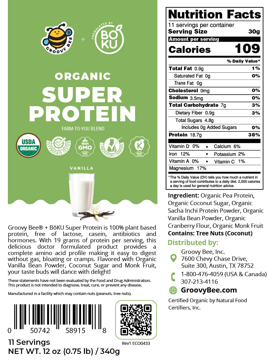 Organic Super Protein - Vanilla  12oz (0.75 lb) / 340 g