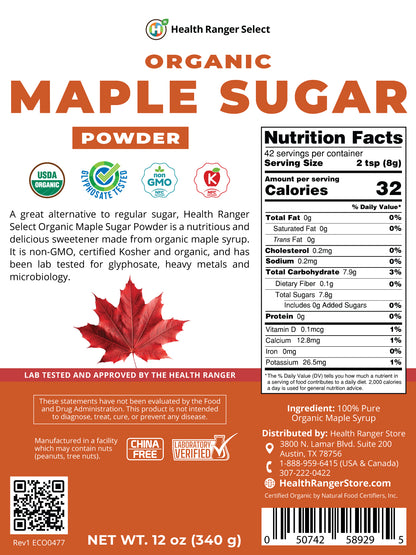 Organic Maple Sugar Powder 12oz (340g)