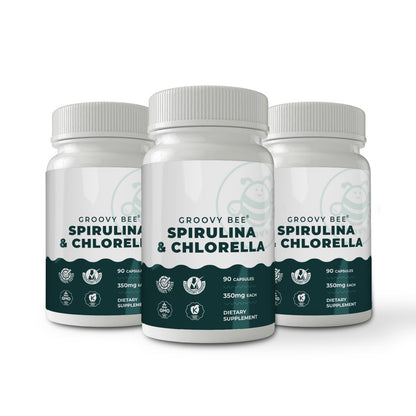 Spirulina and Chlorella Capsules 90 Caps (350 mg Each) (3-Pack)