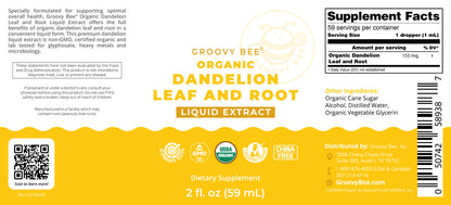 Organic Dandelion Leaf and Root Liquid Extract 2 fl. oz (59 ml)