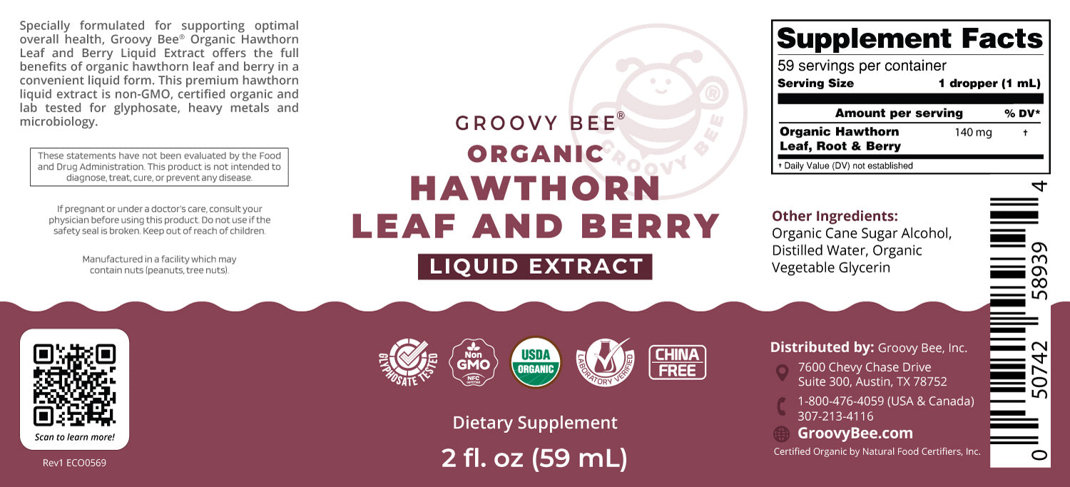 Organic Hawthorn Leaf and Berry Liquid Extract 2 fl. oz (59 ml) (3-Pack)