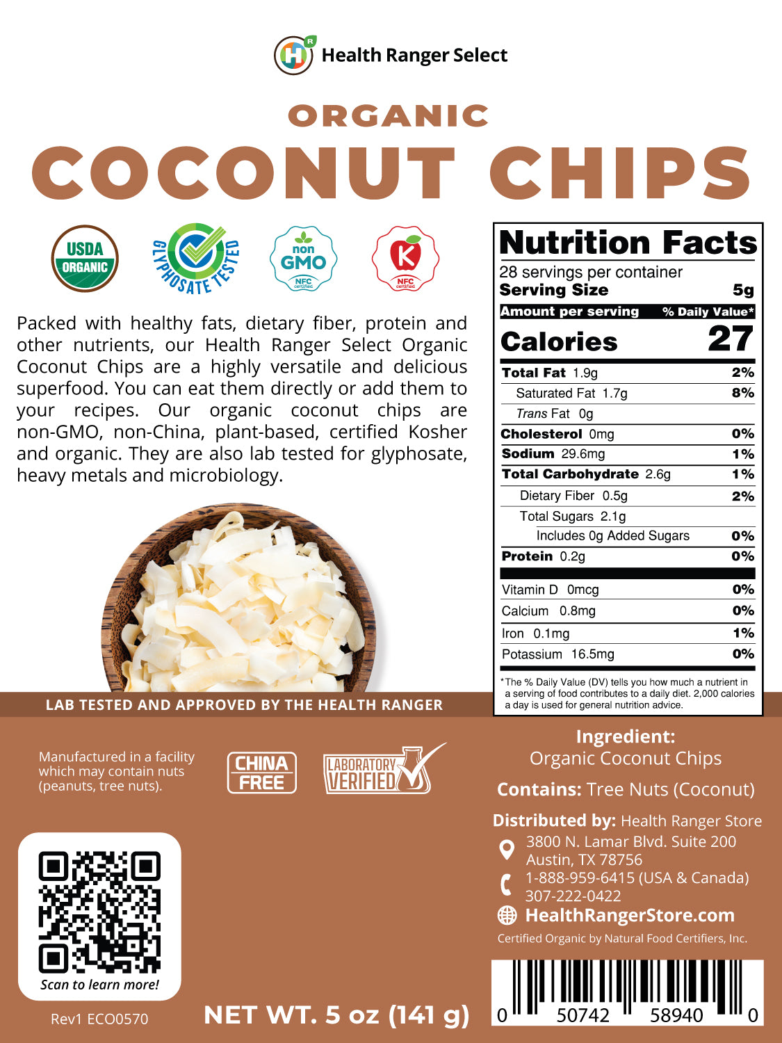 Organic Coconut Chips 5 oz (141 g)