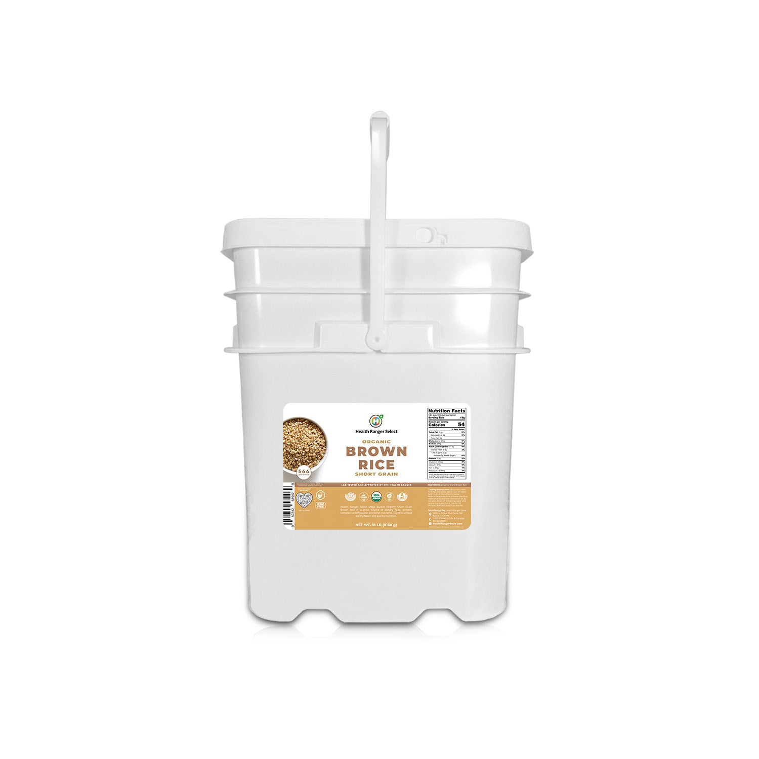 Mega Bucket Organic Short Grain Brown Rice 18 LB (8160 g)