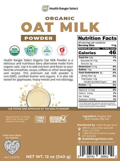 Organic Oat Milk Powder 12 oz (340g) (3-Pack)