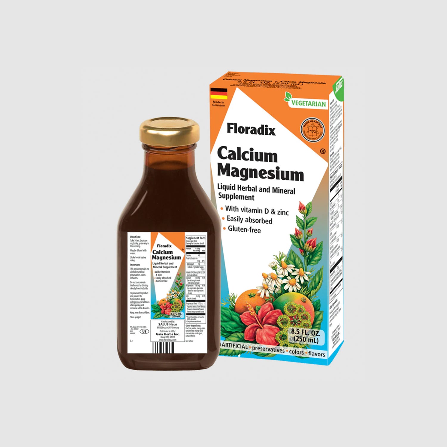 Calcium &amp; Magnesium Liquid Herbal &amp; Mineral Supplement  8.5 fl oz (250ml)