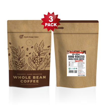 100% Organic Hand-Roasted Whole Bean Coffee (El Guapo Blend) 12oz, 340g (3-Pack)