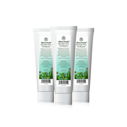 Silver Fresh Fluoride-Free Toothpaste (Peppermint + Anise) 2.5oz (70g) (3-Pack)