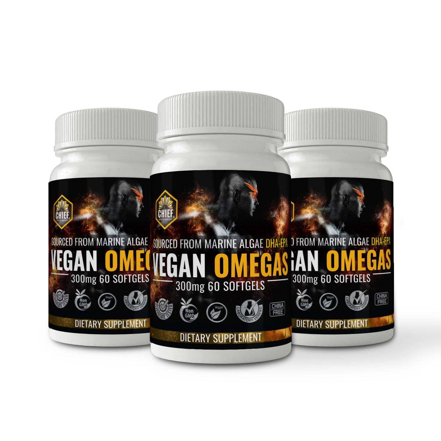 Vegan Omegas DHA-EPA 60 Softgels (3-Pack) (Non-GMO and No Hexane)