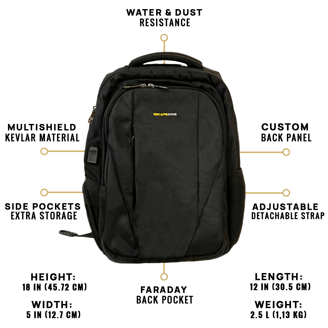 EscapeZone Shield/Faraday Ballistic Backpack-BLACK