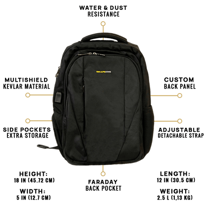 EscapeZone Shield/Faraday Ballistic Backpack-BLACK